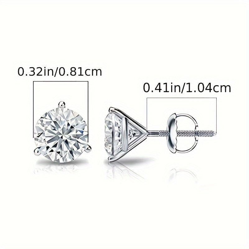 3 claw screw back, 925 sterling Silvery earrings, suitable for women and adolescents, Valentine's Day engaSynthetic Gemstoneent jewelry gift screw back earrings hypoallergenic 6/7/8mm