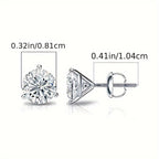 3 claw screw back, 925 sterling Silvery earrings, suitable for women and adolescents, Valentine's Day engaSynthetic Gemstoneent jewelry gift screw back earrings hypoallergenic 6/7/8mm