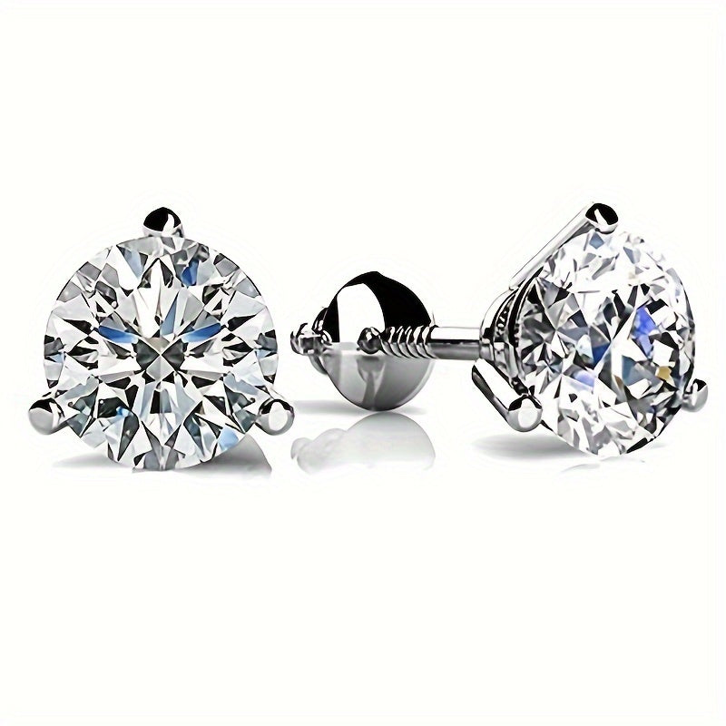 3 claw screw back, 925 sterling Silvery earrings, suitable for women and adolescents, Valentine's Day engaSynthetic Gemstoneent jewelry gift screw back earrings hypoallergenic 6/7/8mm