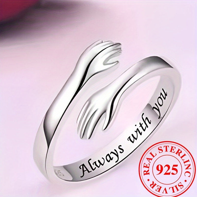 Elegant Adjustable 925 Sterling Silvery Hug Ring - Perfect Gift for Women, Mom, Sister, Wife on Mother's Day & Birthdays, Teen Girls, Jewelry, 2.4g