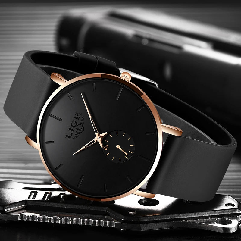 LIGE – montre de Sport pour hommes, nouvelle mode, Top marque de luxe, étanche, Simple et Ultra-mince, horloge à Quartz, boîte