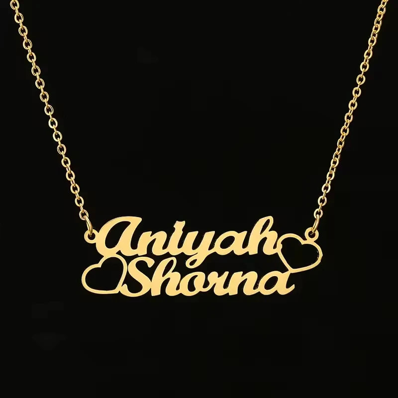 Dropshipping Custom Stainless Steel Name Necklace 14K 18K Gold Plated DIY Pendant Trendy Personalised Jewelry Set