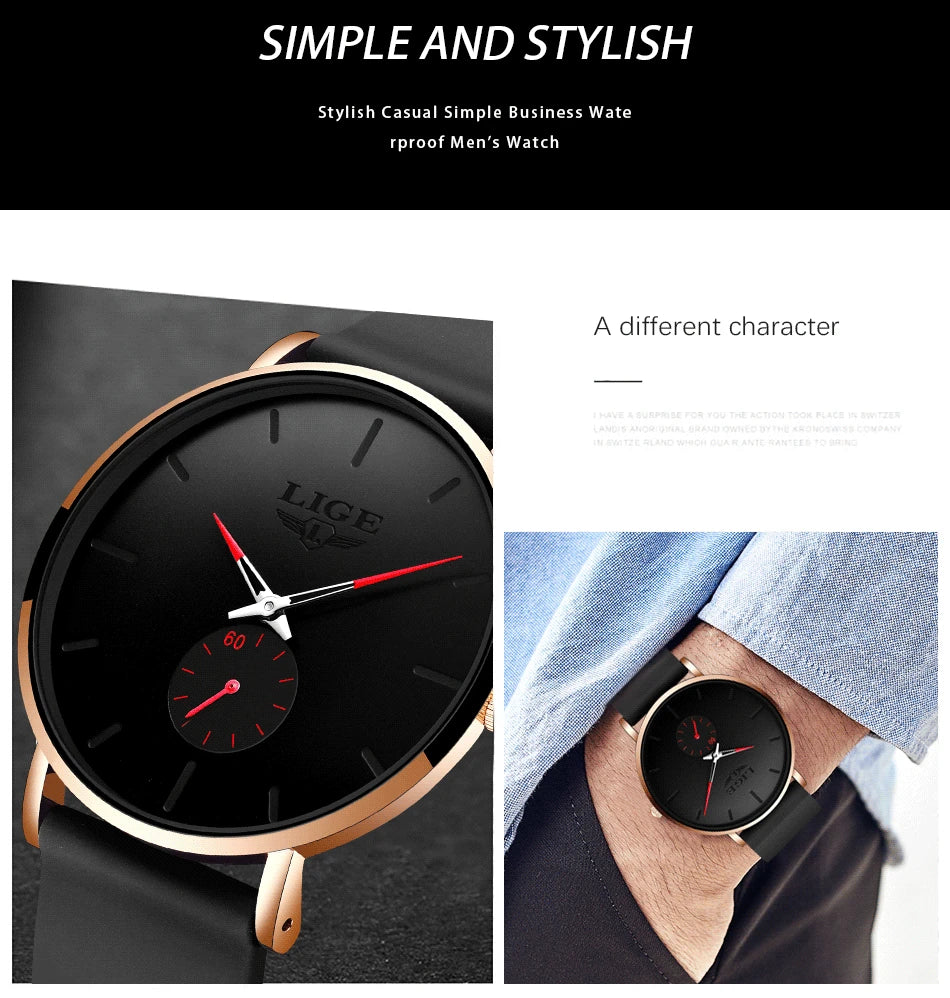 GOLENTIME Montre Homme LIGE Sport Quartz Ultra-Mince — Étanche Luxe Moderne, vue 8