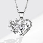 Luxury love Fashion love butterfly Micro Embedded Diamond I love You Forever Heart Heart Shape Light Luxury Pendant Necklace