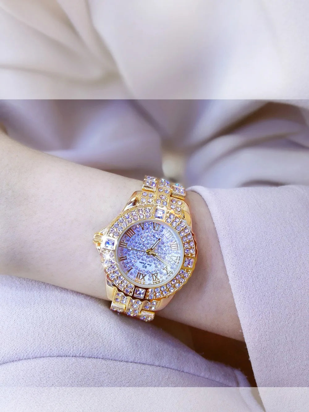 53_Femmes montres diamant or montre dames montres de luxe marque strass femmes Bracelet montres femme Relogio Feminino