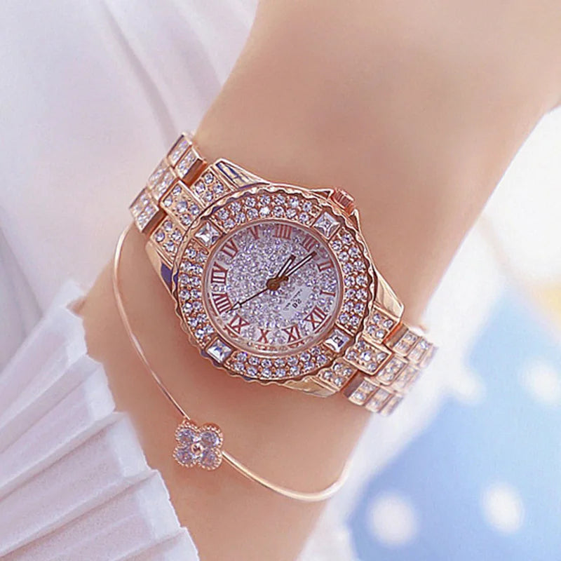 53_Femmes montres diamant or montre dames montres de luxe marque strass femmes Bracelet montres femme Relogio Feminino