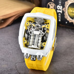 Luxury Men's Watch Stainless Steel Skeleton Case with Silicone Band Japanese Automatic Movement Watch Engine Decoration Watch