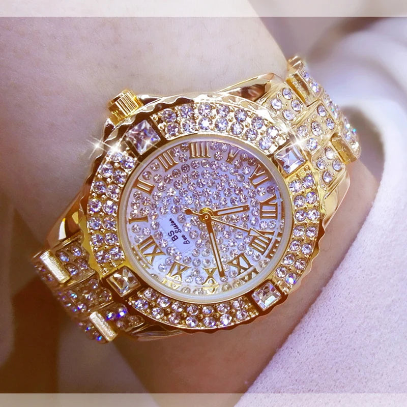 53_Femmes montres diamant or montre dames montres de luxe marque strass femmes Bracelet montres femme Relogio Feminino