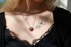 Retro Classic Heart of the Ocean Necklace Silver Plating Love Heart Shape Crystal Birthstone Necklace for Women Jewelry Gifts