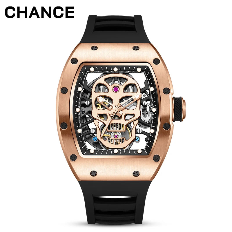 CHANCE JC-9-190G-7 Luxury Hollow Dial Automatic Watches Waterproof Sport Appearance Fashionable Skull Men Mechanical Watch