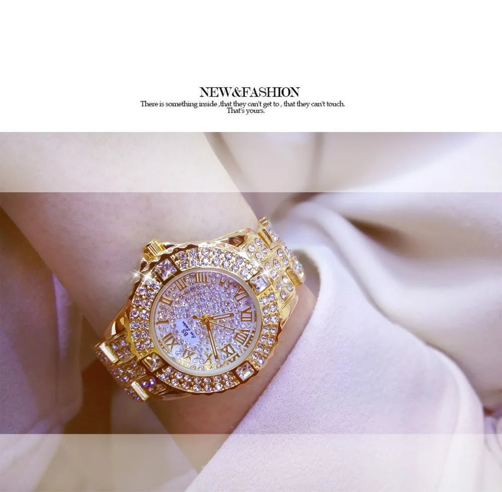 53_Femmes montres diamant or montre dames montres de luxe marque strass femmes Bracelet montres femme Relogio Feminino