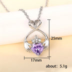 Irish Claddagh Eternity Love Pendant Necklace Trendy Silver Plated Zircon Good Luck Jewelry Gift for Women Birthday