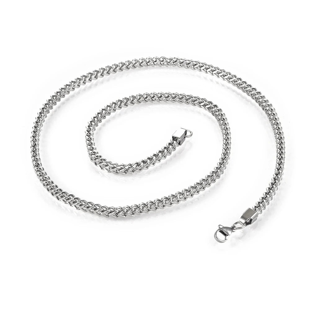 NUOAY Custom Logo Franco Chain Necklace 18K Gold Plated Stainless Steel Hip Hop Women's Chain Necklace 4/5/6MM Wholesale Jewelry