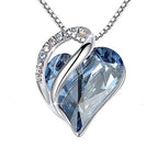 Retro Classic Heart of the Ocean Necklace Silver Plating Love Heart Shape Crystal Birthstone Necklace for Women Jewelry Gifts