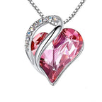 Retro Classic Heart of the Ocean Necklace Silver Plating Love Heart Shape Crystal Birthstone Necklace for Women Jewelry Gifts