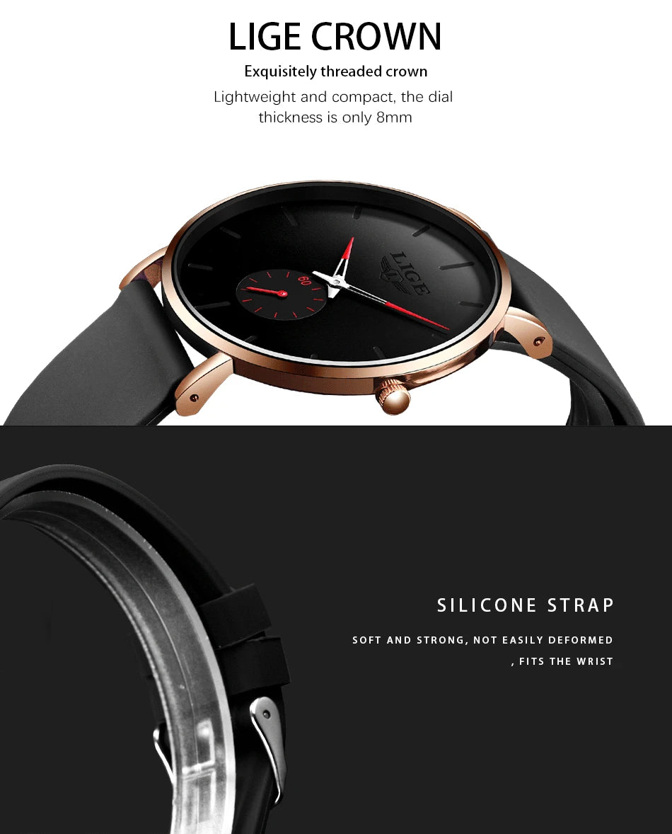 GOLENTIME Montre Homme LIGE Sport Quartz Ultra-Mince — Étanche Luxe Moderne, vue 14