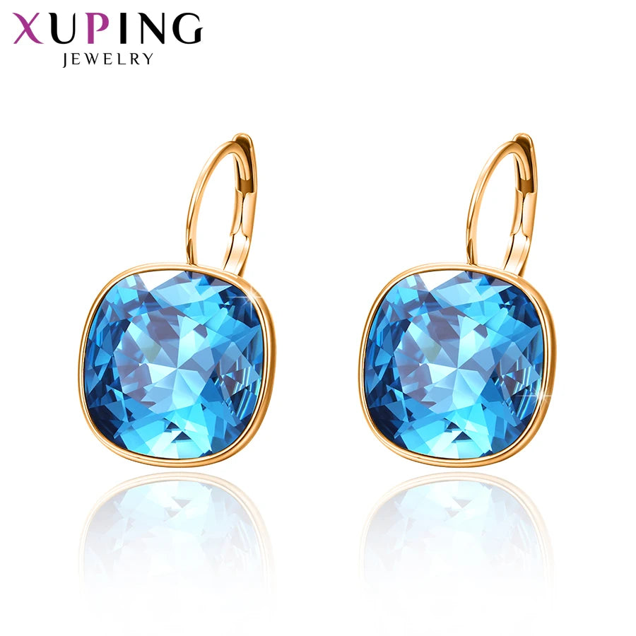 Xuping bijoux carré coloré pierre charme romantique couleur or plaqué cristal boucles d'oreilles pour femmes fille travail fête cadeau 20404
