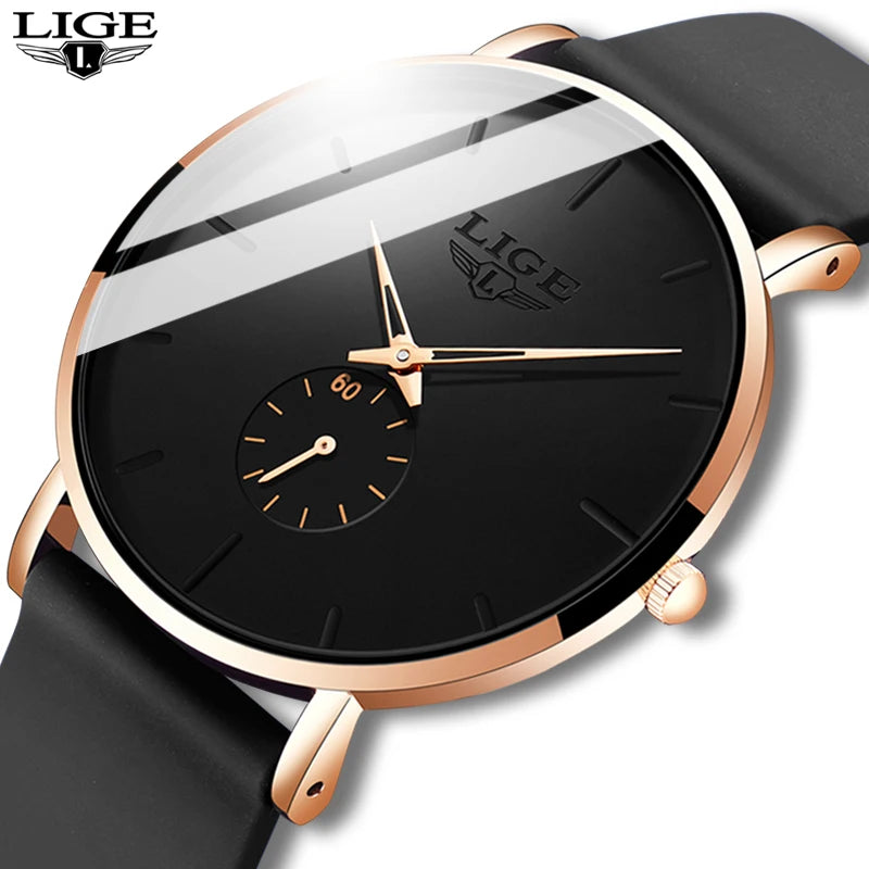 LIGE – montre de Sport pour hommes, nouvelle mode, Top marque de luxe, étanche, Simple et Ultra-mince, horloge à Quartz, boîte