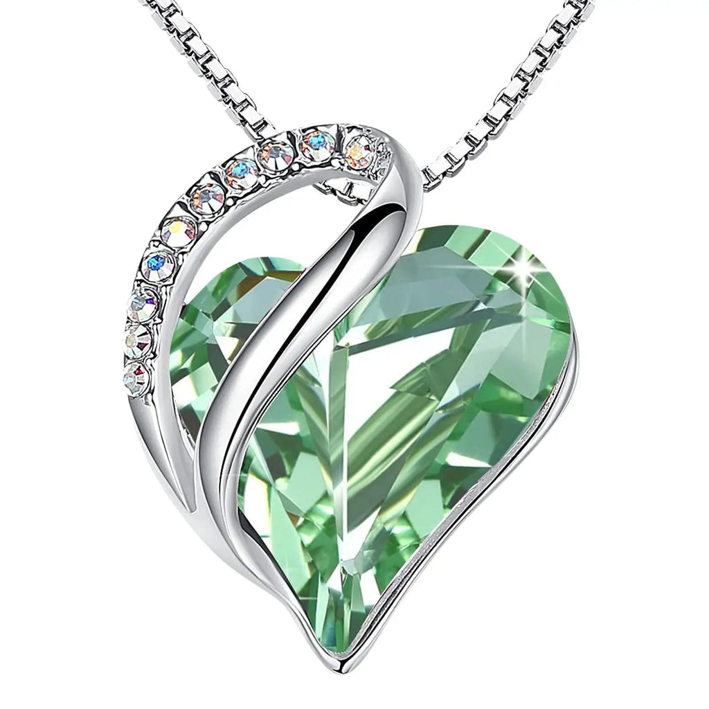 Retro Classic Heart of the Ocean Necklace Silver Plating Love Heart Shape Crystal Birthstone Necklace for Women Jewelry Gifts