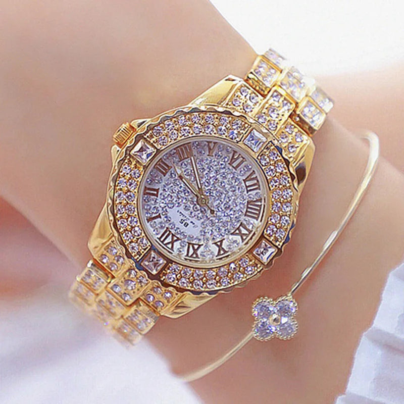53_Femmes montres diamant or montre dames montres de luxe marque strass femmes Bracelet montres femme Relogio Feminino