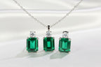 S925 Sterling Silver Necklace Set High Carbon Diamond Emerald Cut European American Cross-Border Style Hot-Selling Fine Jewelry