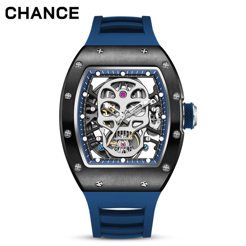 CHANCE JC-9-190G-7 Luxury Hollow Dial Automatic Watches Waterproof Sport Appearance Fashionable Skull Men Mechanical Watch
