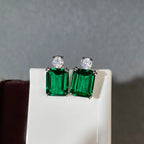 S925 Sterling Silver Necklace Set High Carbon Diamond Emerald Cut European American Cross-Border Style Hot-Selling Fine Jewelry