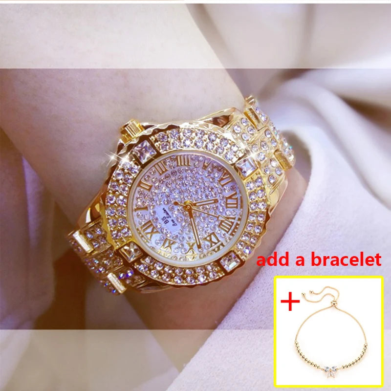 53_Femmes montres diamant or montre dames montres de luxe marque strass femmes Bracelet montres femme Relogio Feminino