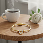 Stainless Steel Gold-Plated Bracelet with Cross Pattern Ladies Jewelry Featuring Diamond Pearl Parties Weddings Gifts Friends