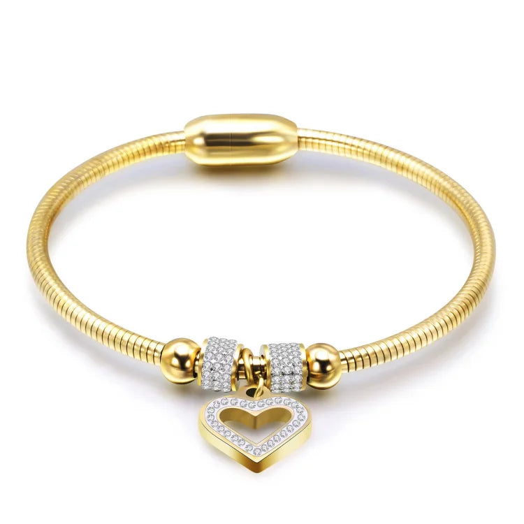Stainless Steel Gold-Plated Bracelet with Cross Pattern Ladies Jewelry Featuring Diamond Pearl Parties Weddings Gifts Friends