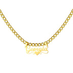 Custom Butterfly Cartoon Character Name Necklace Women Nameplate Jewelry Gold Stainless Steel Cuban Chain Initial Necklaces
