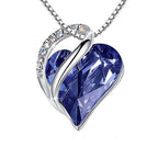 Retro Classic Heart of the Ocean Necklace Silver Plating Love Heart Shape Crystal Birthstone Necklace for Women Jewelry Gifts