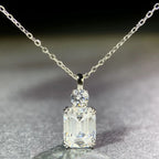 S925 Sterling Silver Necklace Set High Carbon Diamond Emerald Cut European American Cross-Border Style Hot-Selling Fine Jewelry
