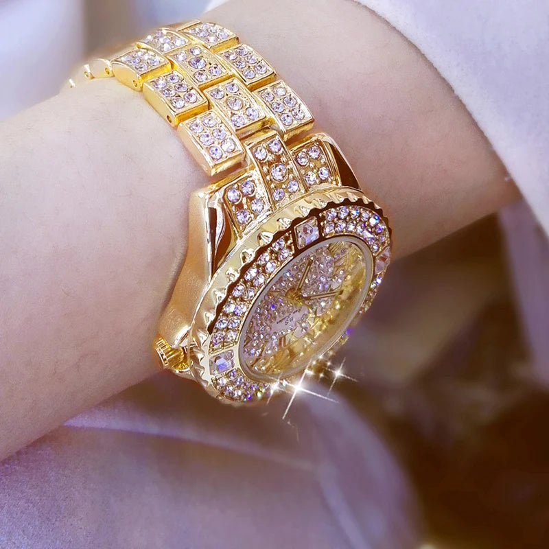 53_Femmes montres diamant or montre dames montres de luxe marque strass femmes Bracelet montres femme Relogio Feminino