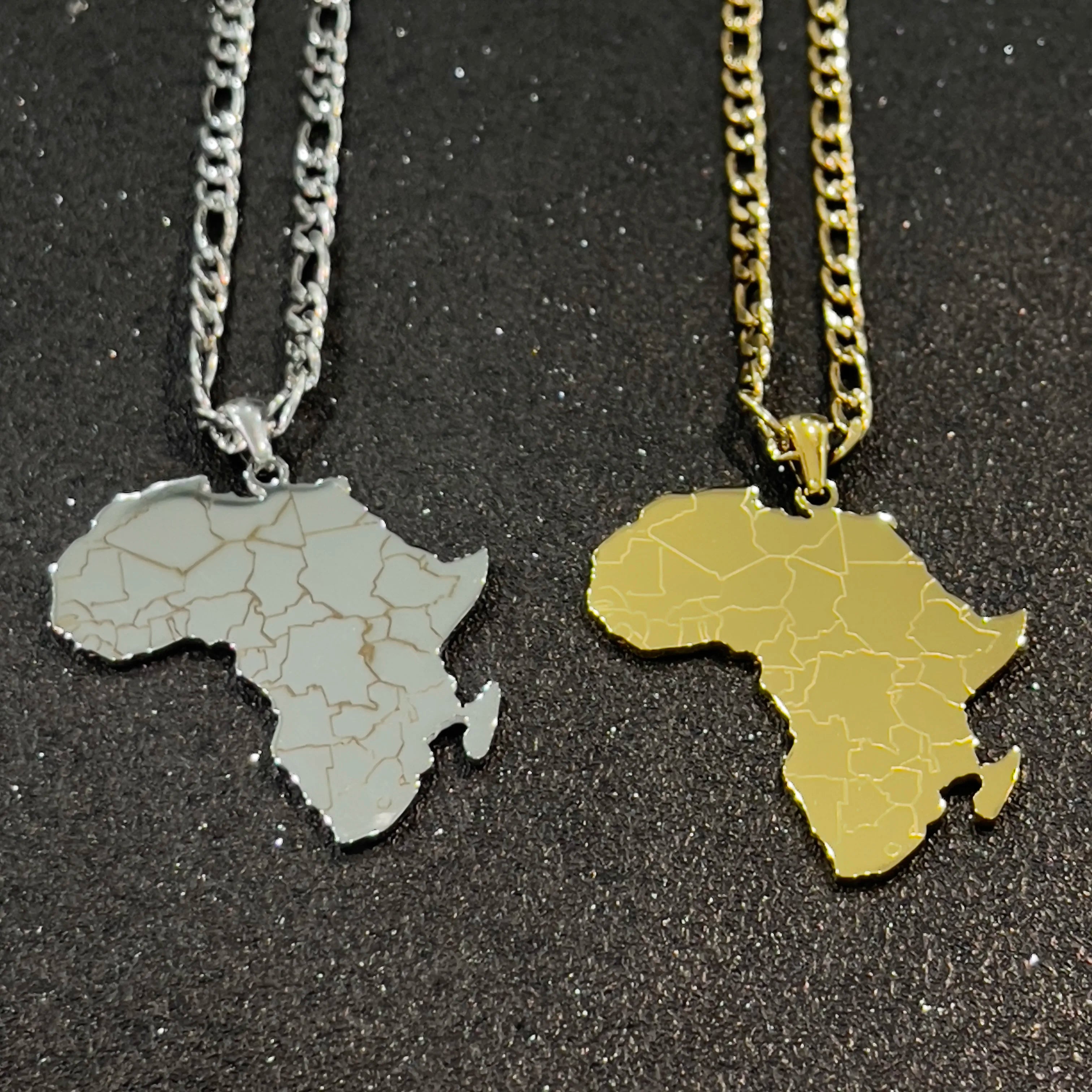 Drop Shipping Factory Customized Africa Map Countries Map Necklace for Hot Sale