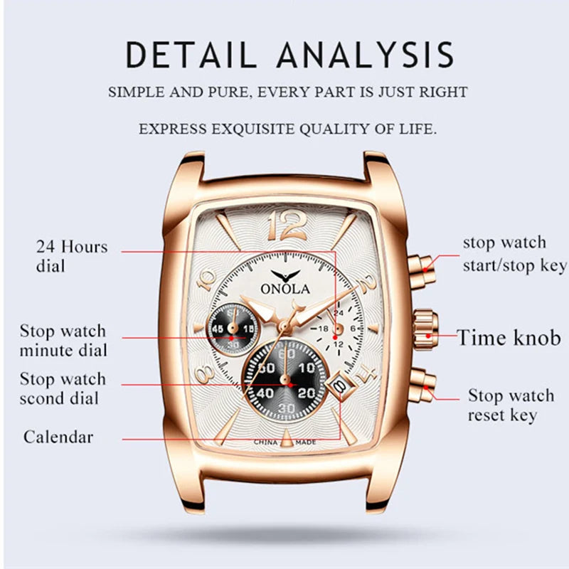 ONOLA 6818 Fashion Mens Watches Business Sports Luxury Watch Men Wrist Chronograph Watch Design Montre Homme