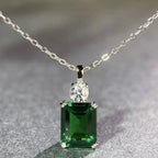 S925 Sterling Silver Necklace Set High Carbon Diamond Emerald Cut European American Cross-Border Style Hot-Selling Fine Jewelry