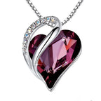 Retro Classic Heart of the Ocean Necklace Silver Plating Love Heart Shape Crystal Birthstone Necklace for Women Jewelry Gifts