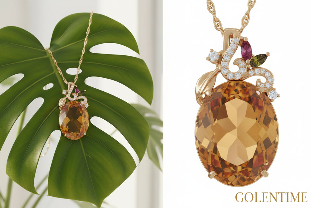 ZHFANGIYE collier classique 925 bijoux en argent avec pendentif ovale en pierre précieuse de Zircon citrine pour les femmes cadeaux de promesse de fête de mariage