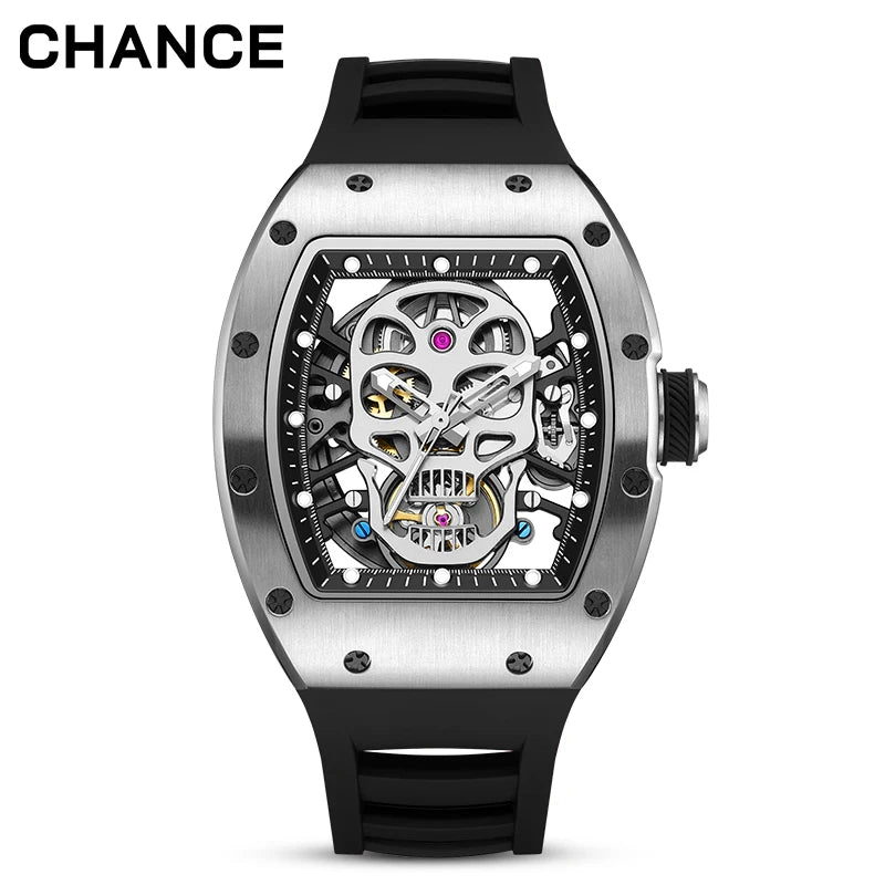 CHANCE JC-9-190G-7 Luxury Hollow Dial Automatic Watches Waterproof Sport Appearance Fashionable Skull Men Mechanical Watch
