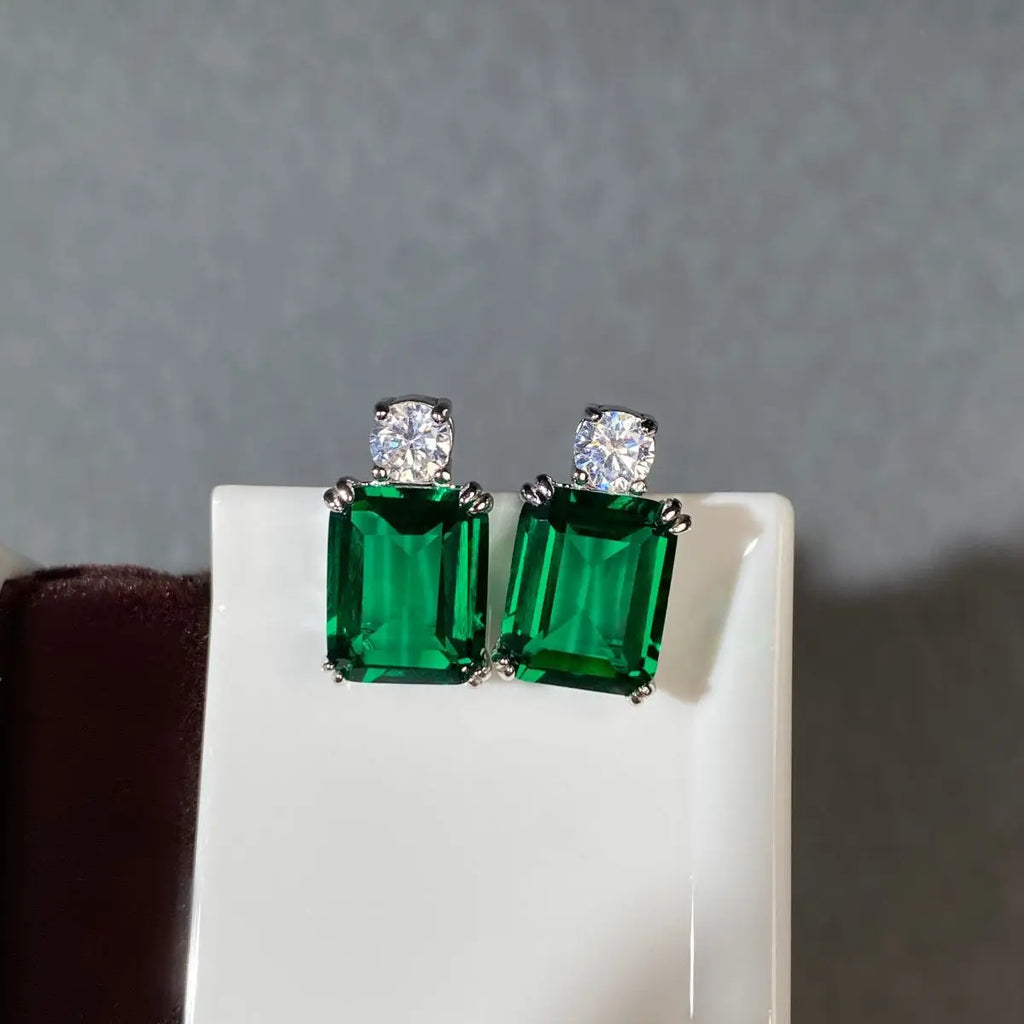 S925 Sterling Silver Necklace Set High Carbon Diamond Emerald Cut European American Cross-Border Style Hot-Selling Fine Jewelry