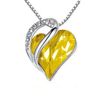 Retro Classic Heart of the Ocean Necklace Silver Plating Love Heart Shape Crystal Birthstone Necklace for Women Jewelry Gifts