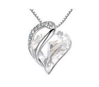 Retro Classic Heart of the Ocean Necklace Silver Plating Love Heart Shape Crystal Birthstone Necklace for Women Jewelry Gifts