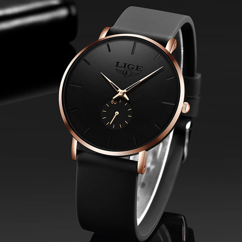 LIGE – montre de Sport pour hommes, nouvelle mode, Top marque de luxe, étanche, Simple et Ultra-mince, horloge à Quartz, boîte
