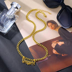 Custom Butterfly Cartoon Character Name Necklace Women Nameplate Jewelry Gold Stainless Steel Cuban Chain Initial Necklaces