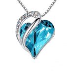 Retro Classic Heart of the Ocean Necklace Silver Plating Love Heart Shape Crystal Birthstone Necklace for Women Jewelry Gifts