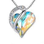 Retro Classic Heart of the Ocean Necklace Silver Plating Love Heart Shape Crystal Birthstone Necklace for Women Jewelry Gifts