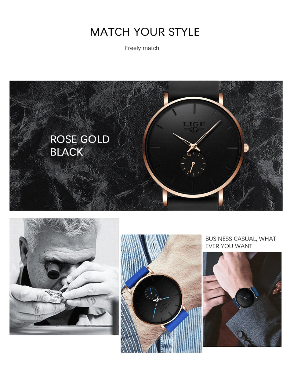 GOLENTIME Montre Homme LIGE Sport Quartz Ultra-Mince — Étanche Luxe Moderne, vue 21