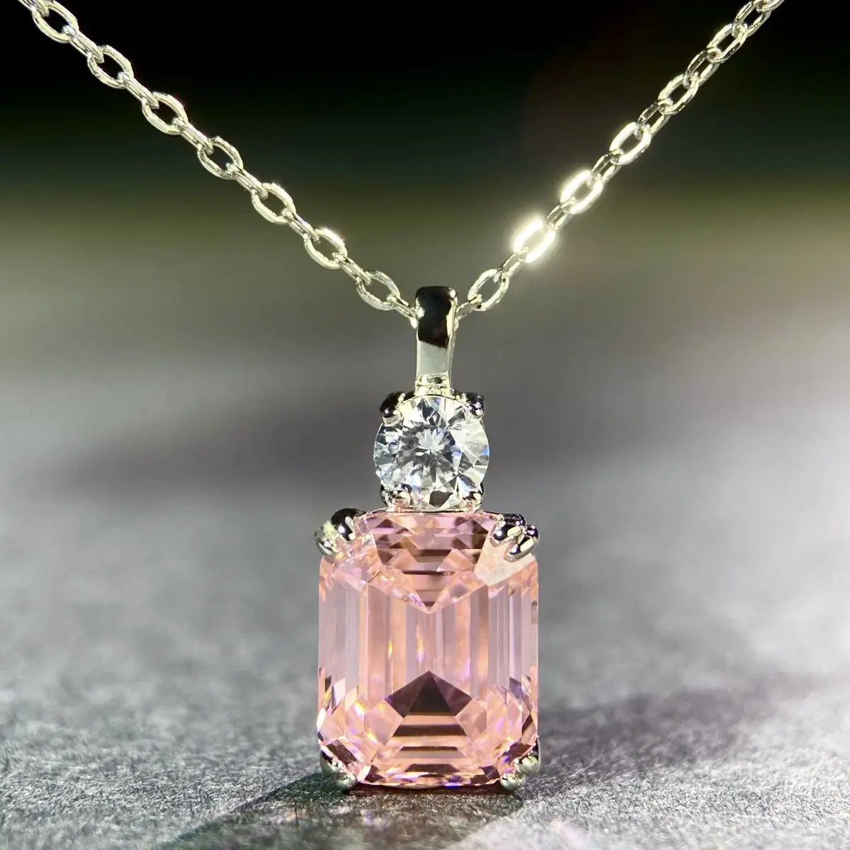 S925 Sterling Silver Necklace Set High Carbon Diamond Emerald Cut European American Cross-Border Style Hot-Selling Fine Jewelry