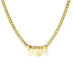 Custom Butterfly Cartoon Character Name Necklace Women Nameplate Jewelry Gold Stainless Steel Cuban Chain Initial Necklaces